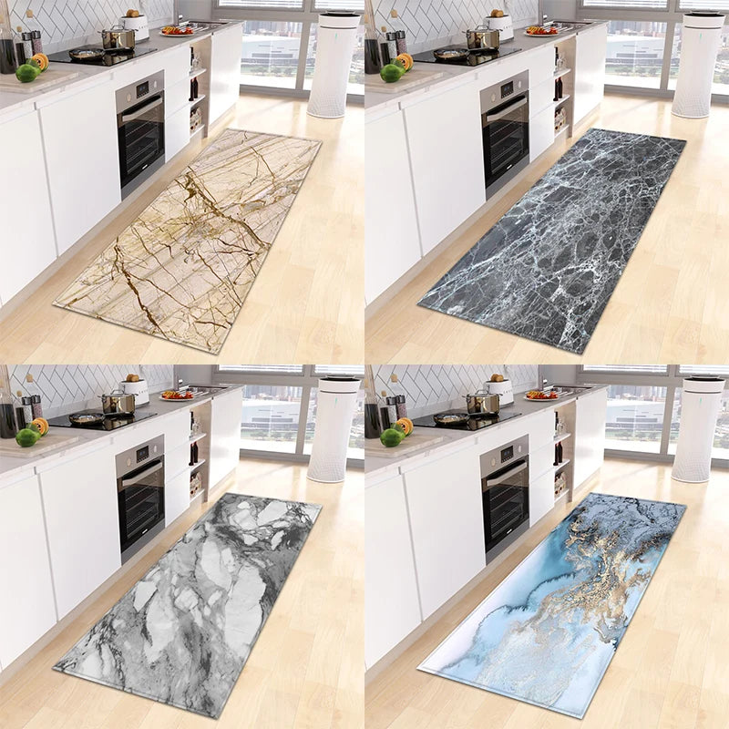 Marble Kitchen Rug Bathroom Entrance Door Mat Bedroom Corridor Non-Slip Long  Living Room Floor  Home Decor