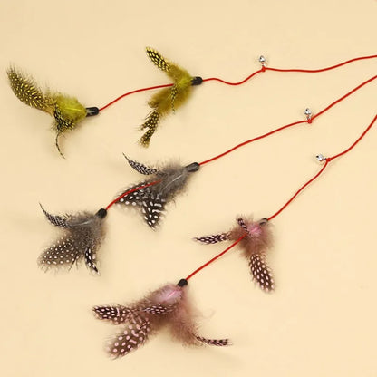 Cat Toy Feather Cats Sticks Cat Toys Interactive Double Feather Toys Cats Teasing Kitten Teaser Stick with Bell Toy Pet Products