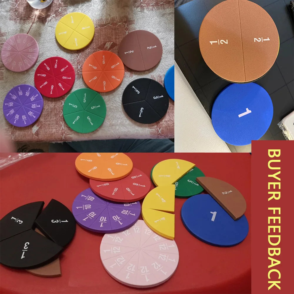 9Set EVA Round Shaped Fractions Instrument Montessori Math Educational Toys Math Learning Tool Student Teaching Gifts