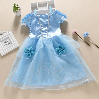 Girls Princess Dress Kids Cinderella Snow White Aurora Sofia Rapunzel Cinderella Halloween Costume Children Birthday Party Dress