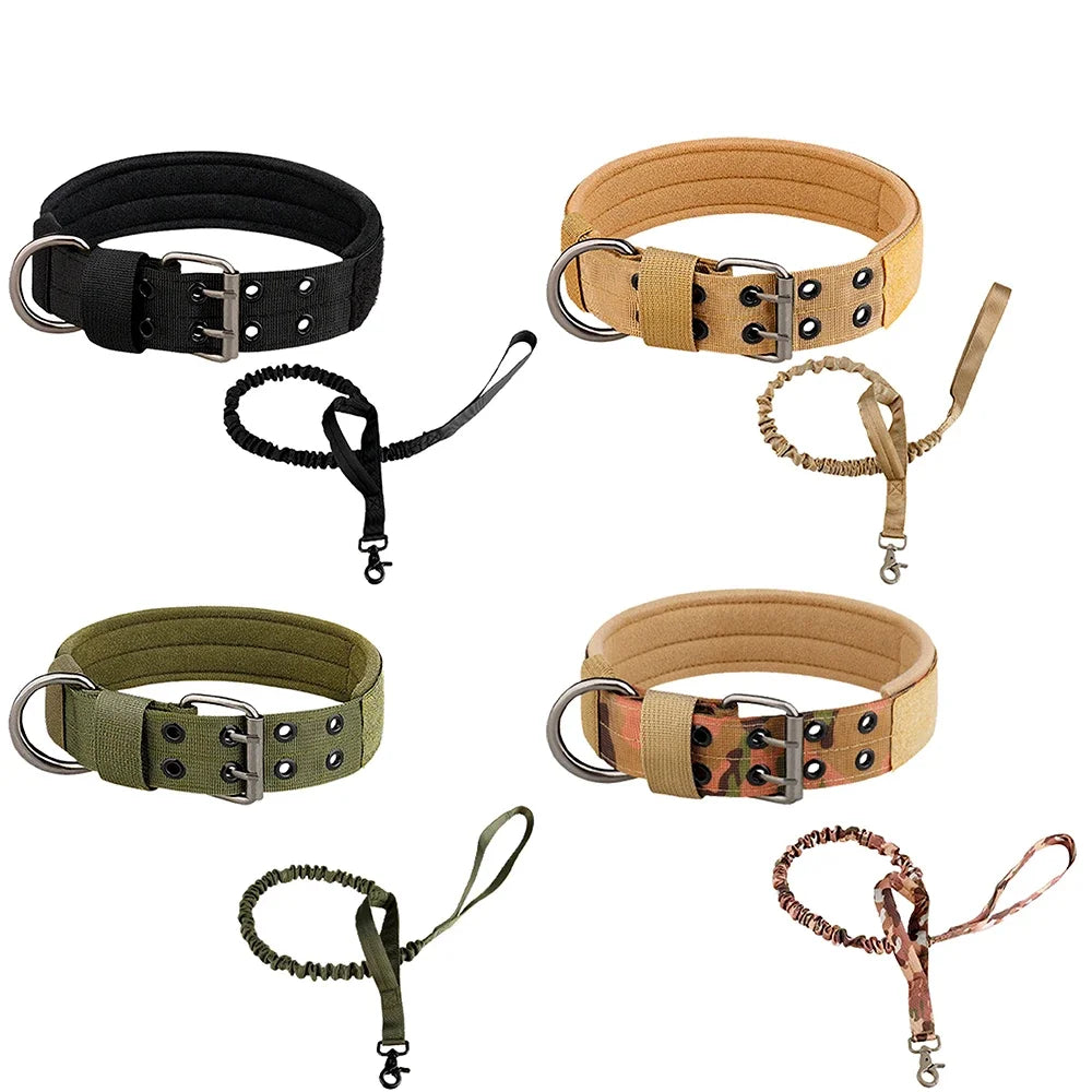 Tactical Hunting Dog Collar and Leash, Adjustable in Size, for Medium To Large Dogs, PA, Zinc Alloy Buckle for Hunting