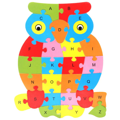 Wooden Animal Alphabet Lettter Puzzle Kids Educational Developmental Toy Cognition English Letter Building Blocks Wood Toys