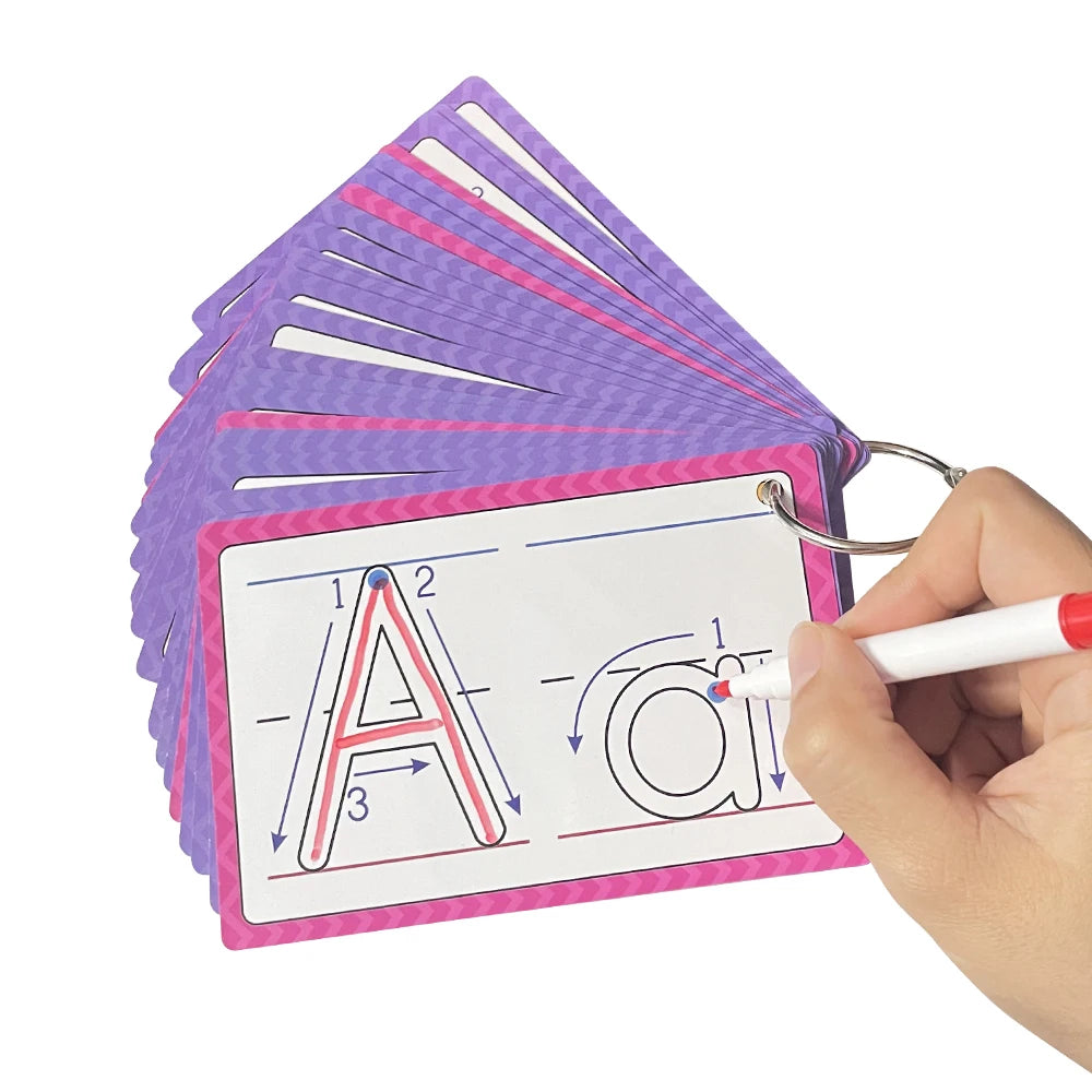 26 Alphabet Phonics CVC Words Learn Flash Cards abc letter with The Reasable Pen Writing Practice Educational Toys for Children