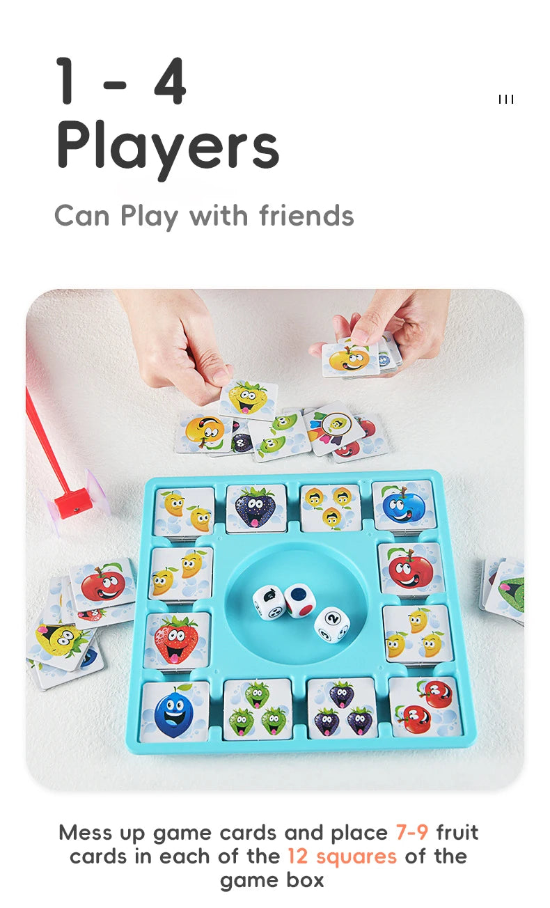 Children Education Learning Toys Fruit Sticking Game Card Dice Board Game Color Shape Cognition Party Competition Game Kids Toys