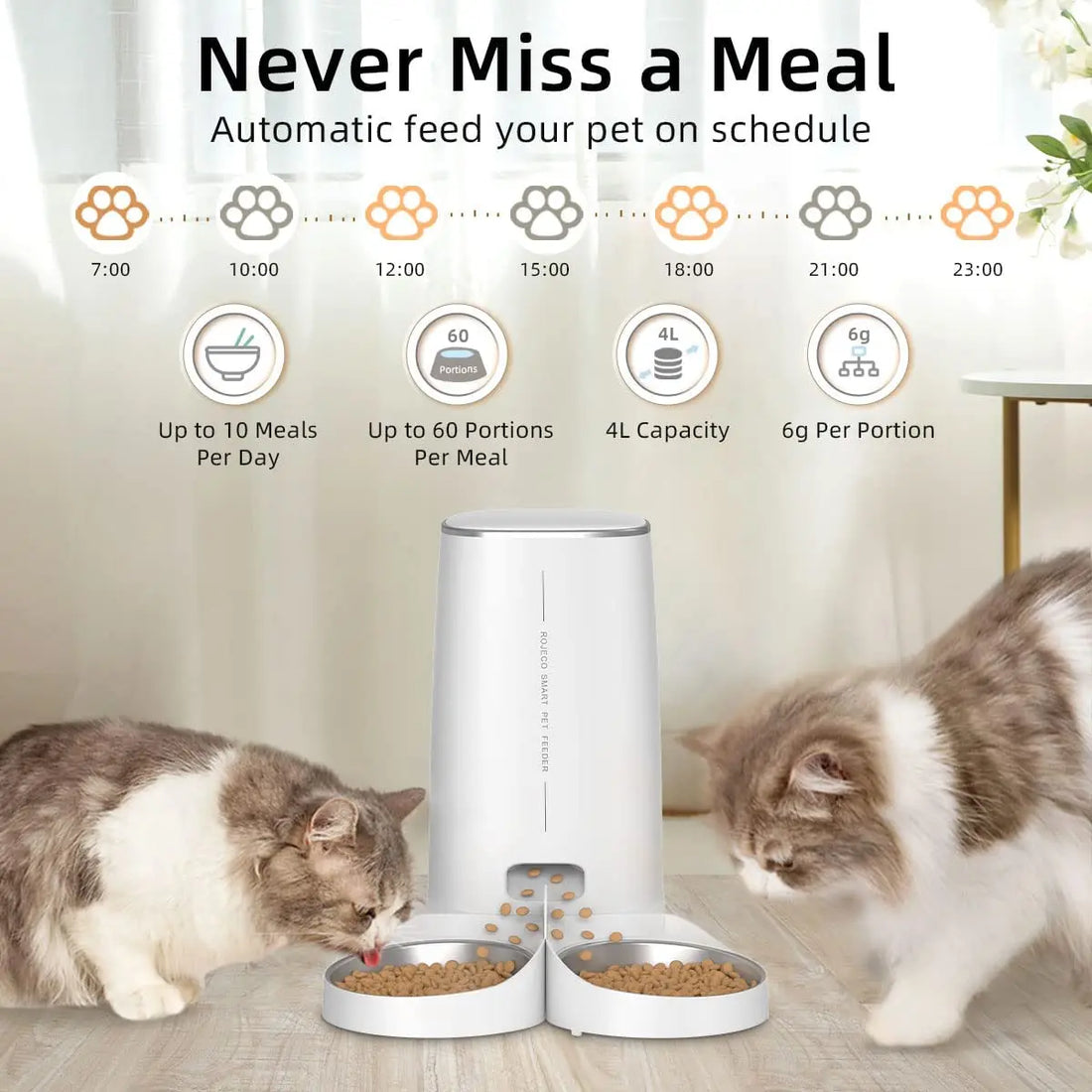 ROJECO Automatic Dog/Cat Smart Feeder