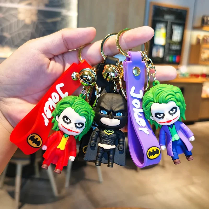 Anime Cartoon Marvel Batman Joker Image Doll Keychain Cute Halloween Series Key Ring Pendant Ornaments Jewelry Gifts for Friends