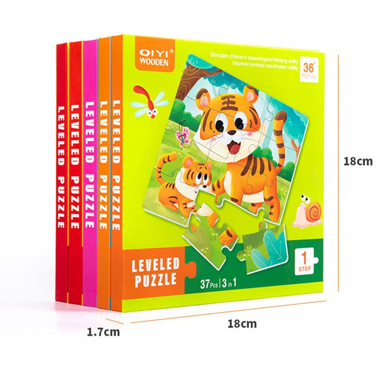 3 in 1 Cartoon Magnetic Puzzle Book Baby Educational Toy Puzzle Folding Dinosaur Animal Travel Game Early Education Toy Gifts