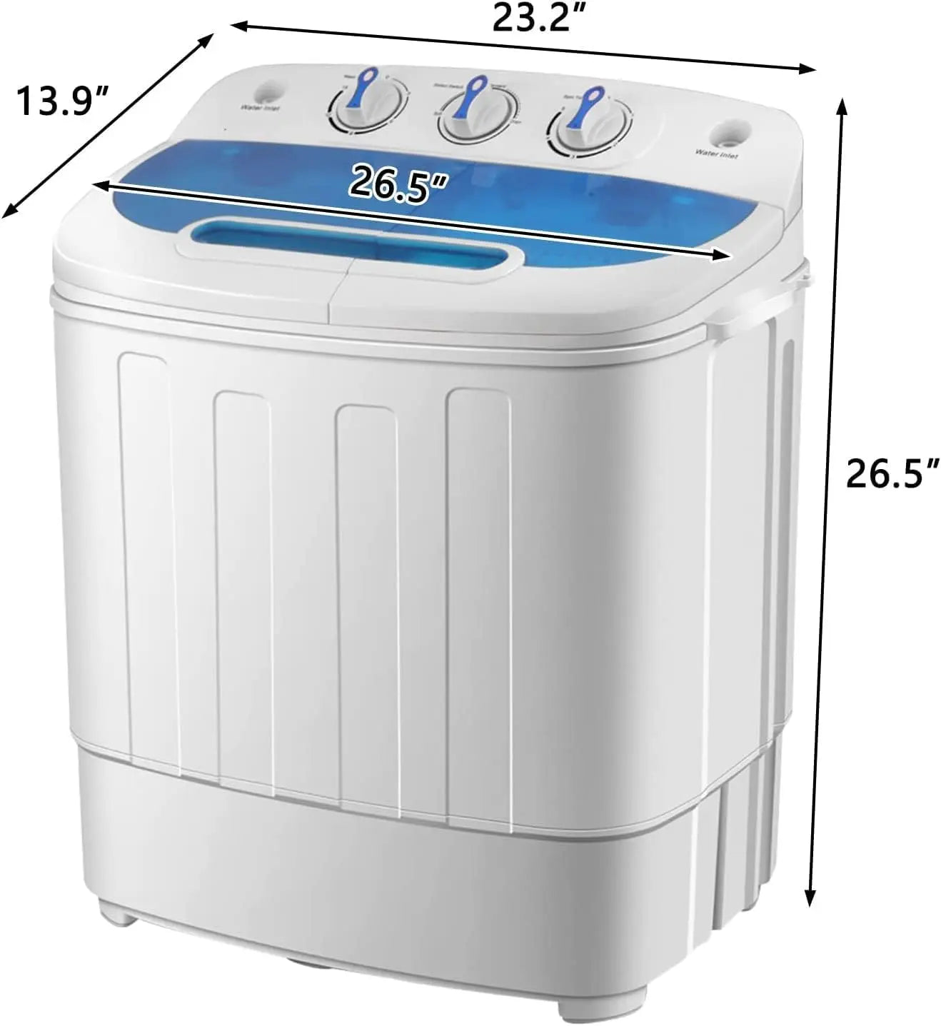 15LBS Portable Washing Machine, Electric Washer and Dryer Combo with Washer(9lbs) &amp; Spiner(6lbs) &amp; Built-in Pump Draining