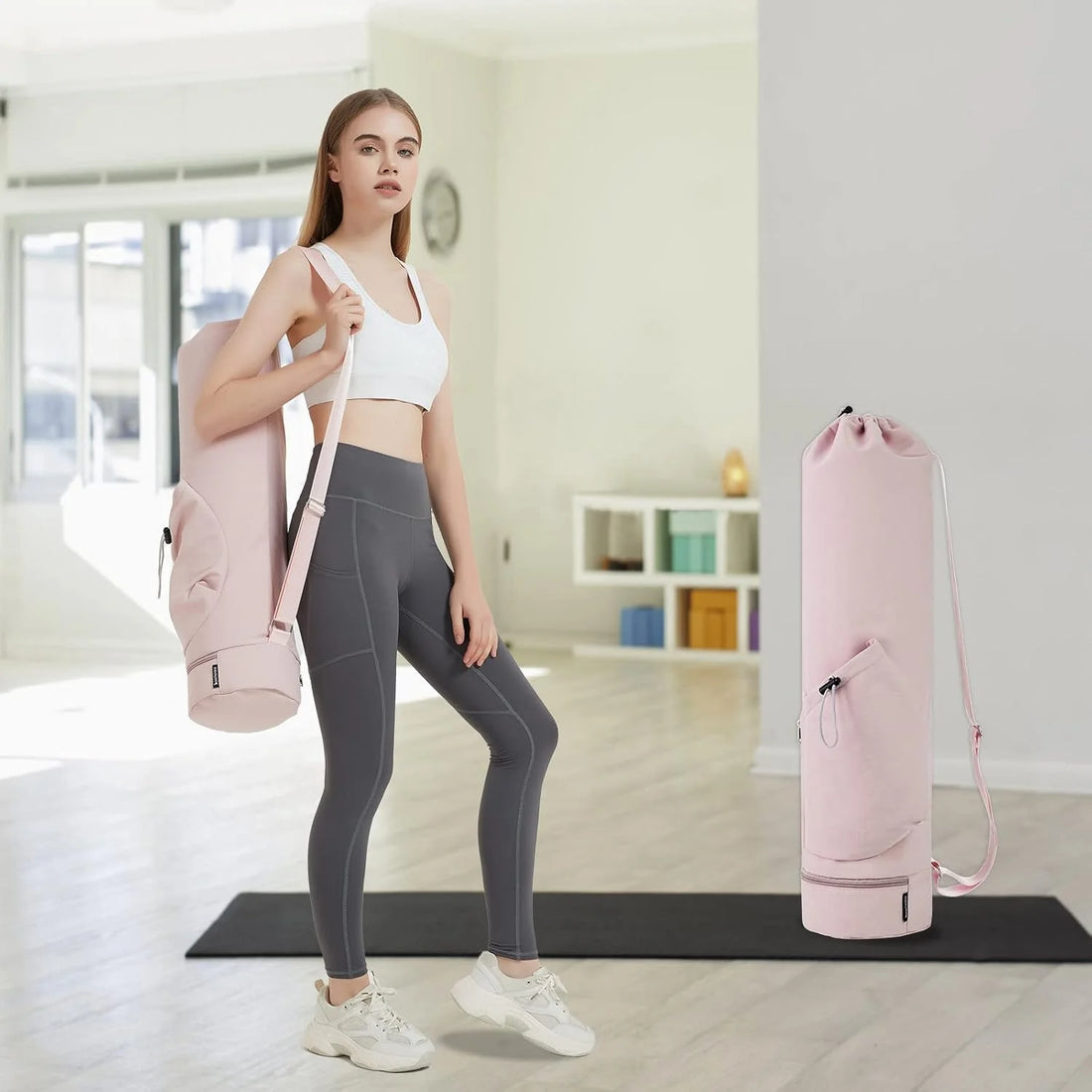 Yoga Mat Bag with Water Bottle Pocket &amp; Wet Storage – Multi-Functional Carrier for Gym, Pilates &amp; Fitness