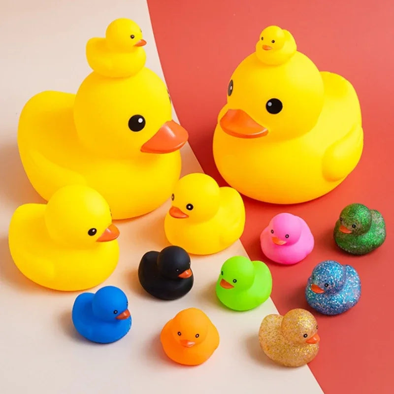 Cute Duck Baby Bath Toys Squeeze Animal Rubber Toy BB Duck Bathing Water Toy Race Squeaky Rubber Yellow Duck Toys for Kids Gifts