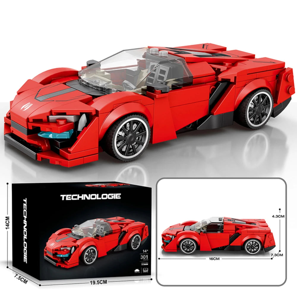 W Motors Lykan Red Sports Car Building Block, 301PCS City Vehicle Classic Racing Car Model Bricks Toys, Creative Collention Gift