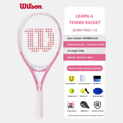 Wilson Tennis Rackets Professional Adults Beginner Carbon Alloy Rackets with Line Self-Practice Beginner Elastic Tennis Racket