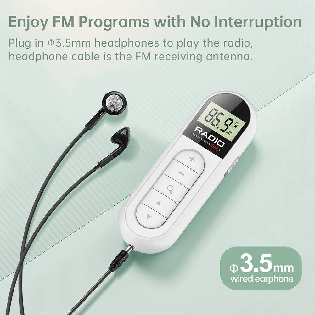 Mini Portable Pocket FM Radio 76-108MHZ Radio Receiver with Backlight