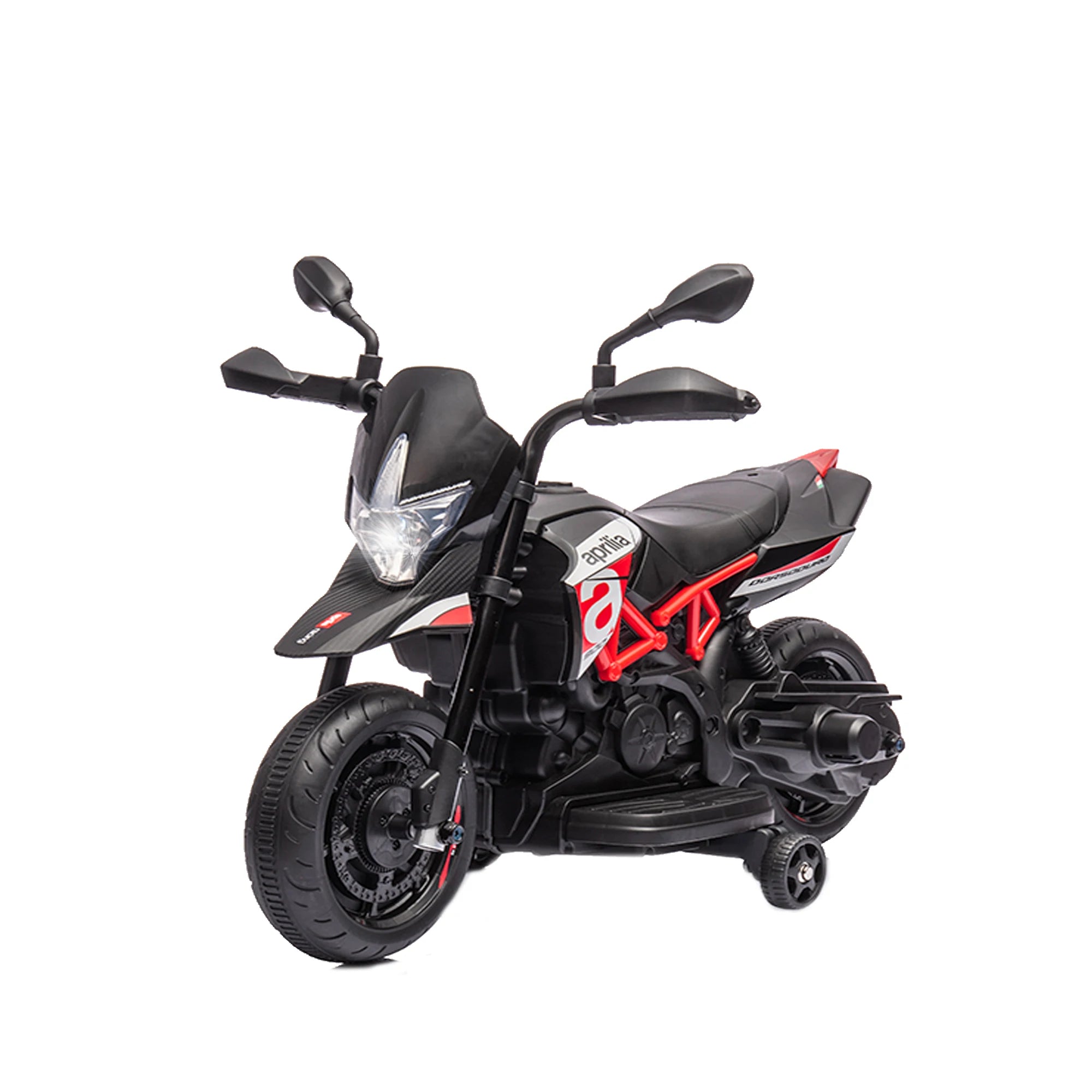 Red, Licensed Aprilia Electric Motorcycle, 6V Kids Motorcycle, Ride On Toy w/Training Wheels, LED Lights, Sounds &amp; Music, Batter