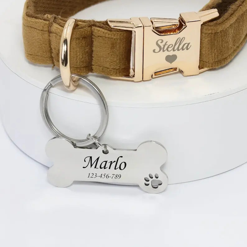 Personalized Stainless Steel Pet Tag Custom Engraved Dog Cat ID Name Keychains Bone Collar Phone Numbers Keyrings Gift 2025