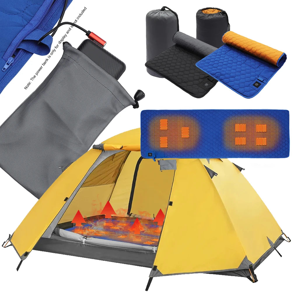 Winter Heating Mat USB Heating Sleeping Mat Camping Warming Mattress Temperature Warm Tent Sleeping Mat Foldable Sleeping Pad