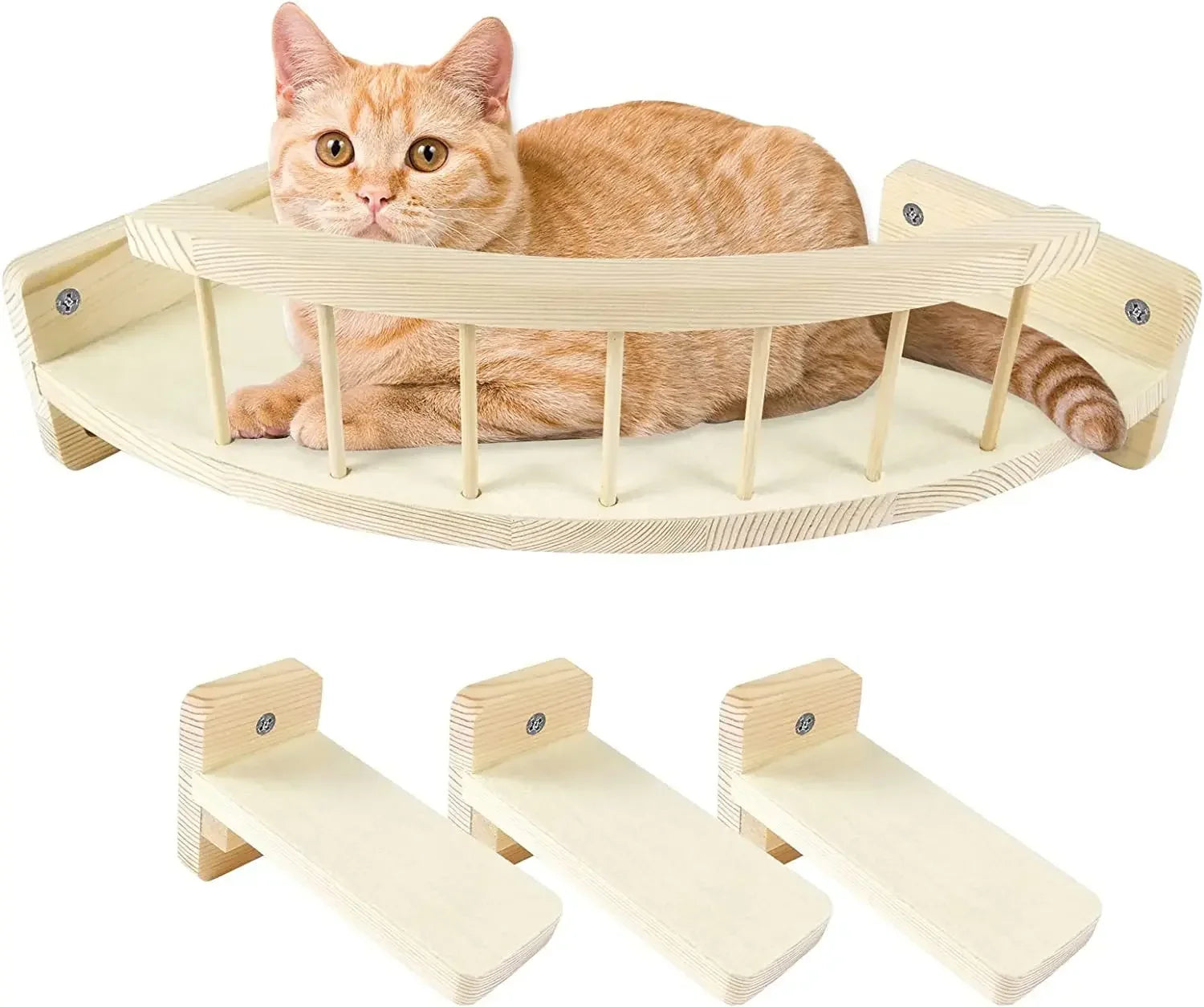 Wooden Wall Mounted Cat Hammock Pet Beds & Accessories Cat Rack Toy