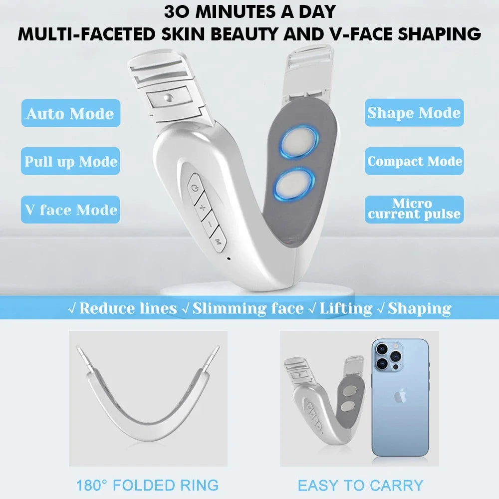 V Face Massager Portable Facial Massage Device Facial Lifting Slimming Massage Double Chin V Face Shaped Cheek Lift Belt Machine