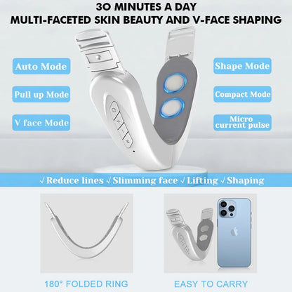 V Face Massager Portable Facial Massage Device Facial Lifting Slimming Massage Double Chin V Face Shaped Cheek Lift Belt Machine