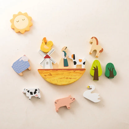 Wooden Montessori Toy Simulation Farm Animals Toys for Children Poultry Cow Pig Dog Chicken Model Educational Toy Christmas Gift