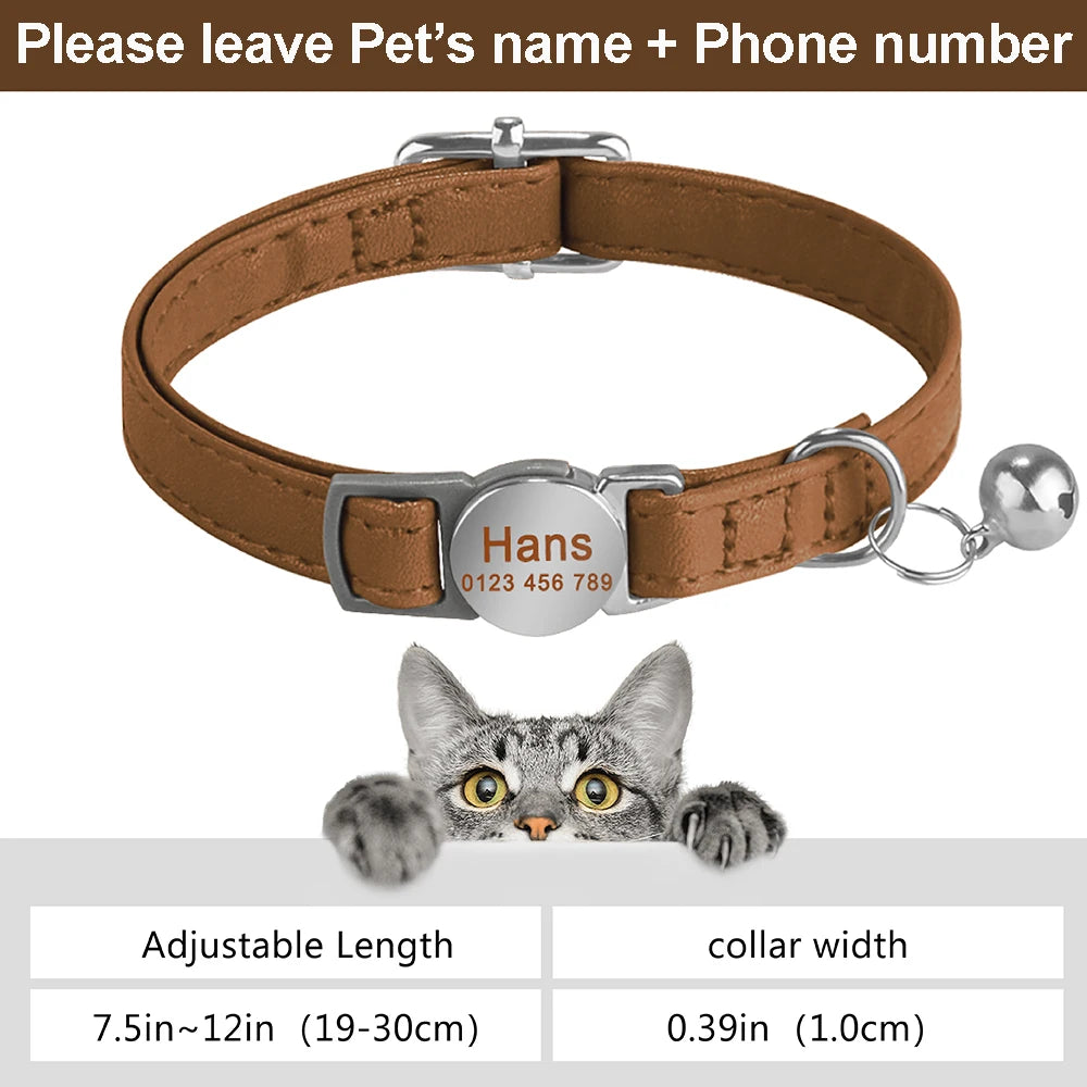 Personalized Engraved Leather Dog/Cat Collar