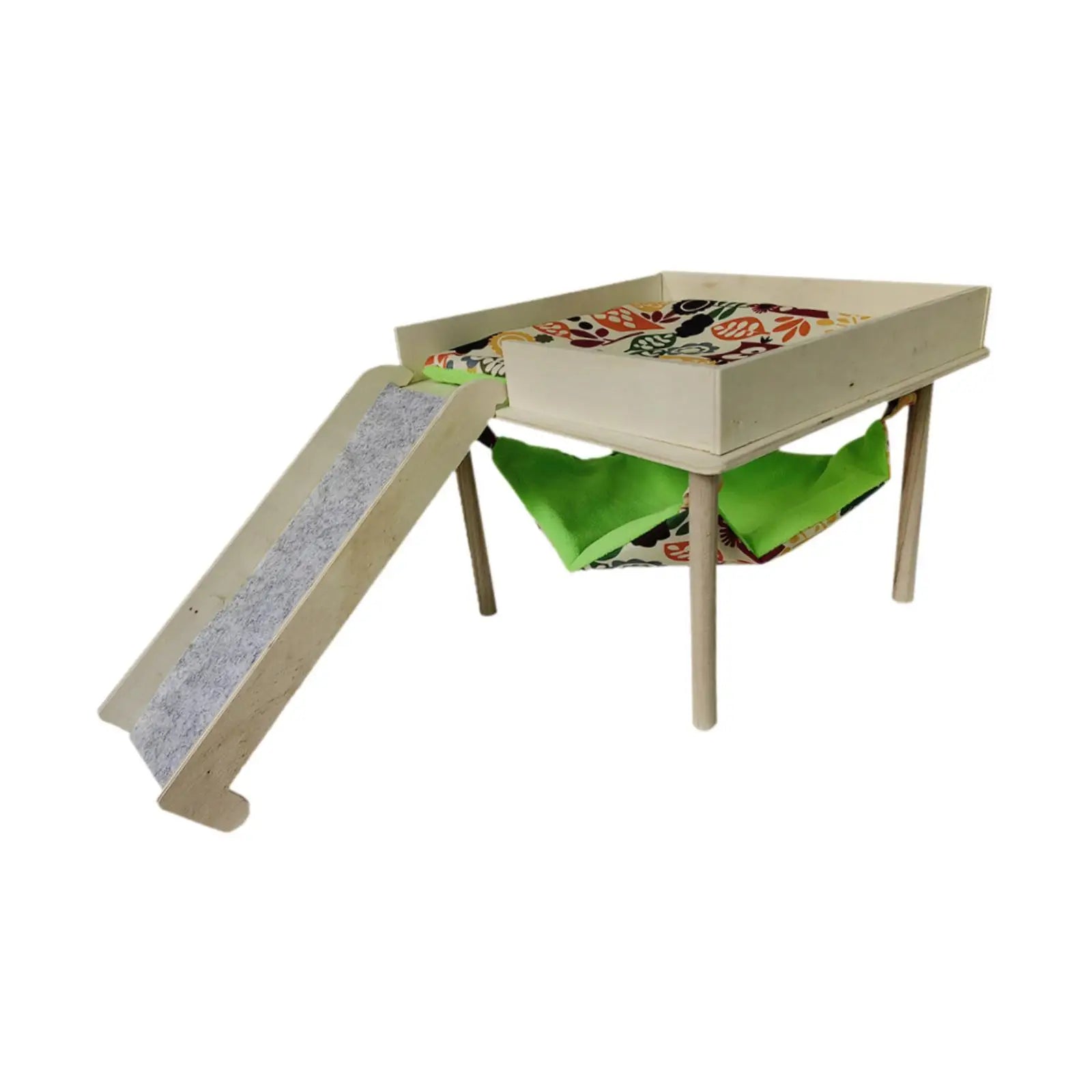 Hamster Hideout with Stairs Wood Sturdy Small Pet Bed Hammock with Platform for Small Animal Squirrel Rats Hedgehog Accessories