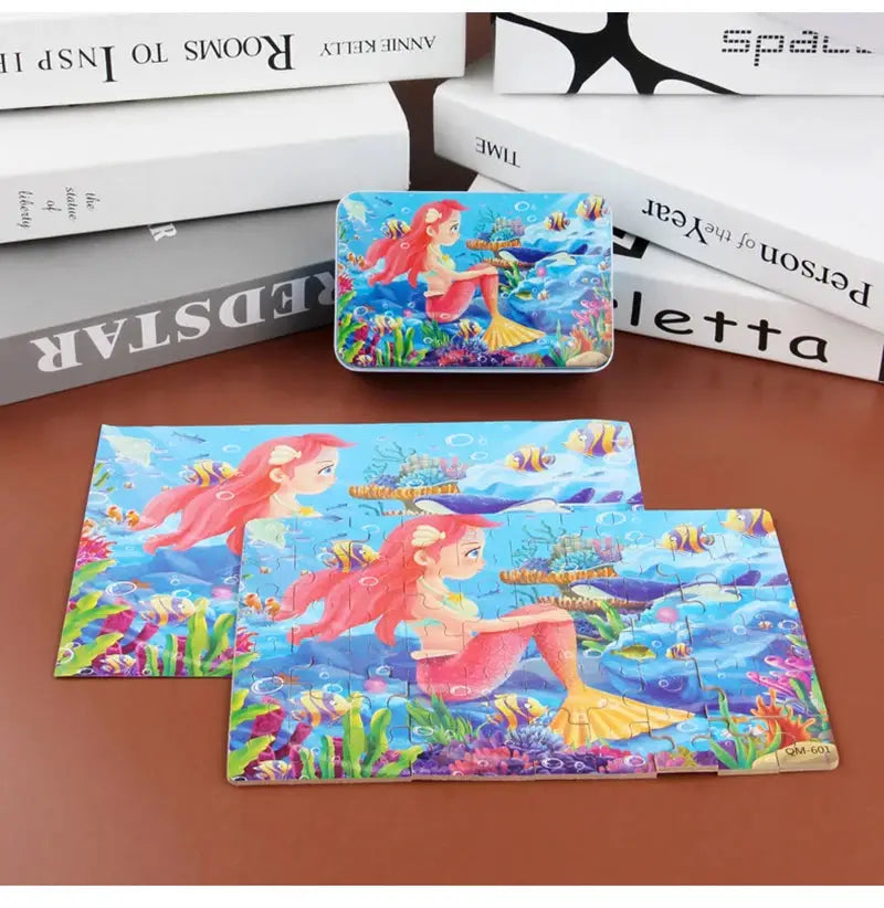 Puzzles for kids wooden Puzzle Toy Cartoon Animals  Mermaid Princess Education Montessori Gift for Children