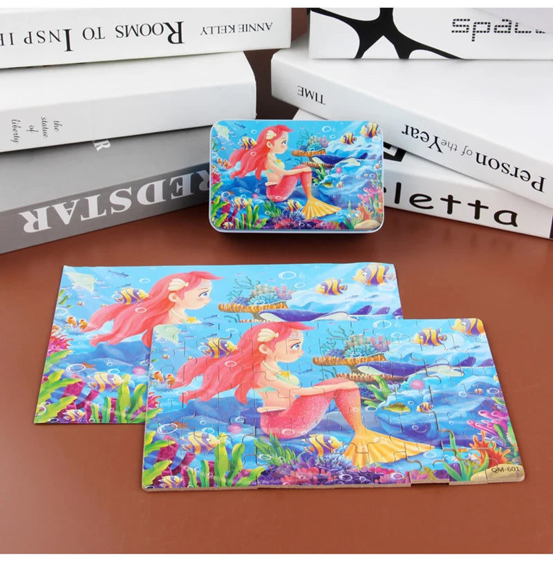 Puzzles for kids wooden Puzzle Toy Cartoon Animals  Mermaid Princess Education Montessori Gift for Children