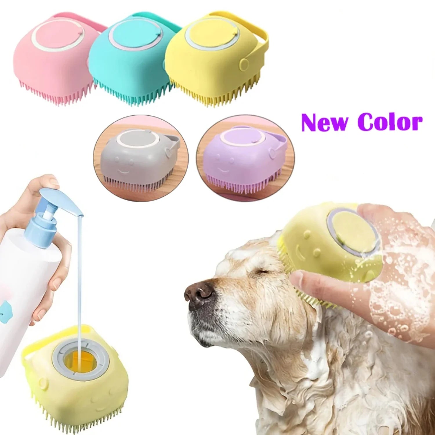 Pet Bathroom Washing Massage Dispenser Grooming Shower Brush Soft Silicone Dog Brush Shampoo Massager Bath Brush Pet Supplies