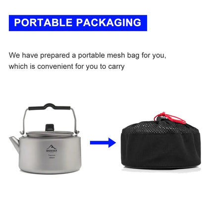 Widesea Camping Titanium Kettle Outdoor Tea Coffee Kettle Tableware Pot Supplies Tourist Dishes Hiking Cooking Equipment