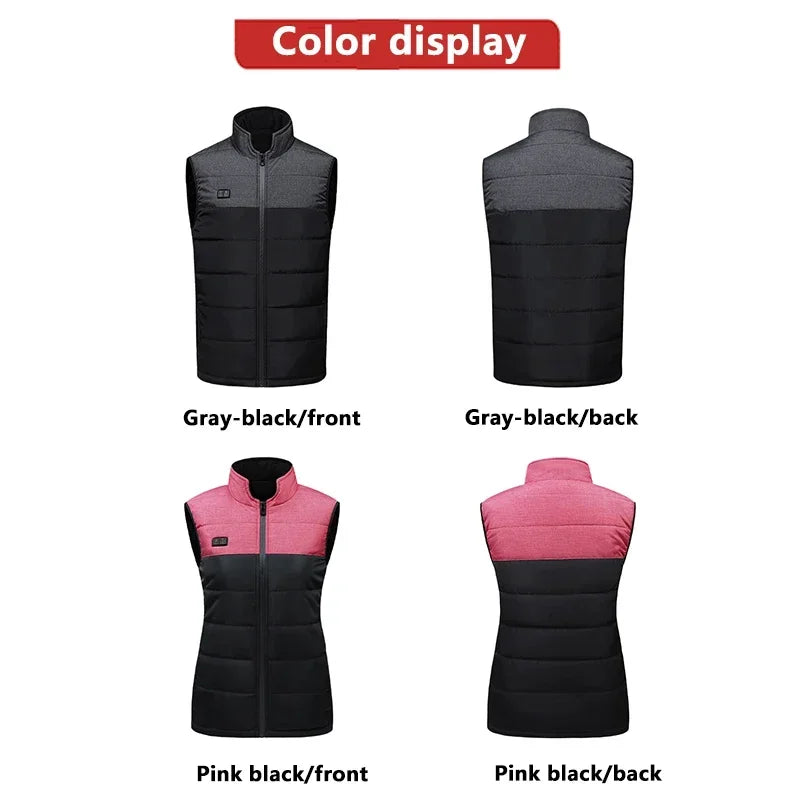 Women Coat Intelligent USB Electric Heating Thermal Warm Clothes Winter Heated Vest Plussize Men 21PCS Heated Jacket Fashion