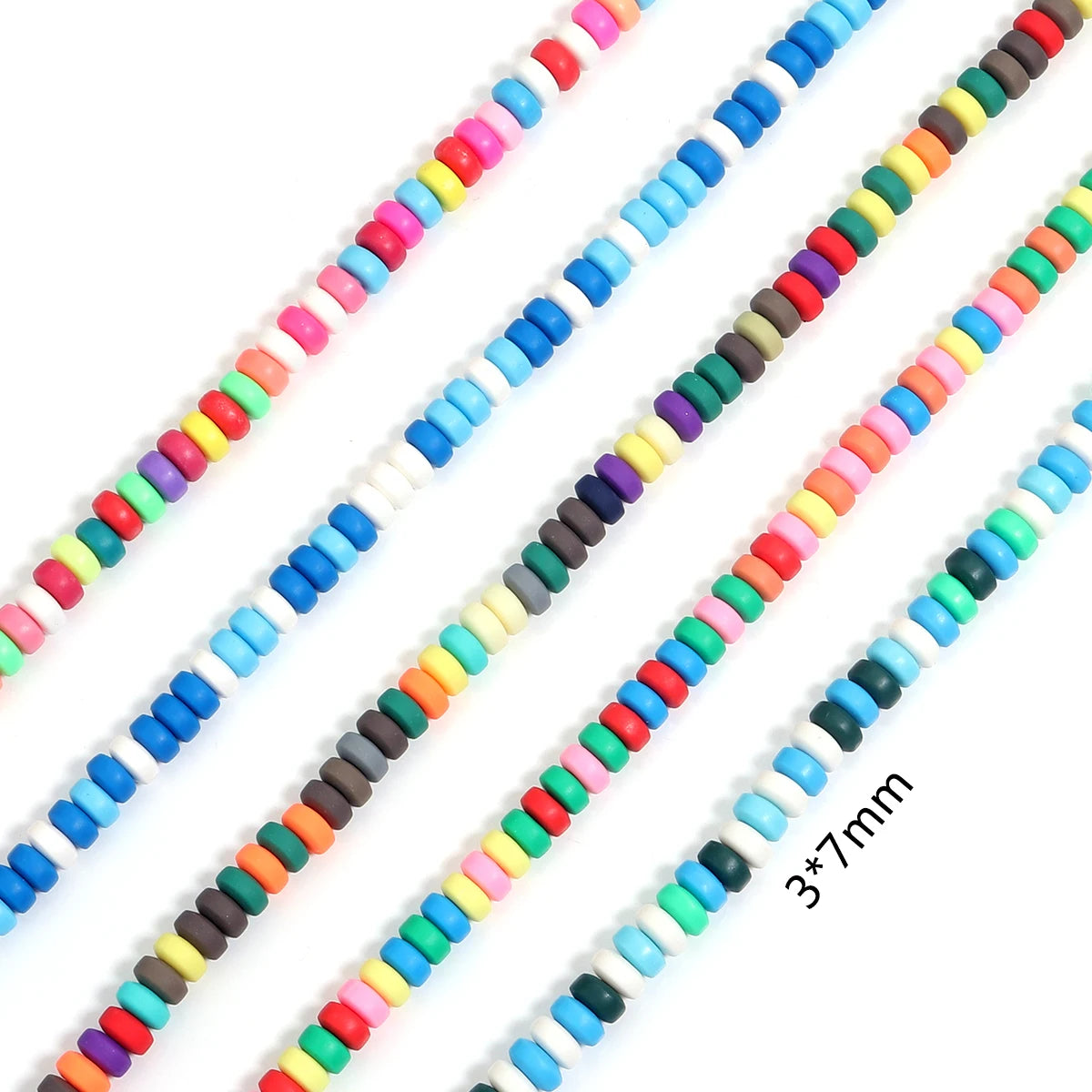 1Strand 7mm Flat Round Polymer Clay Beads Abacus Loose Spacer Beads for Jewelry Making Necklace DIY Bracelet Accessories