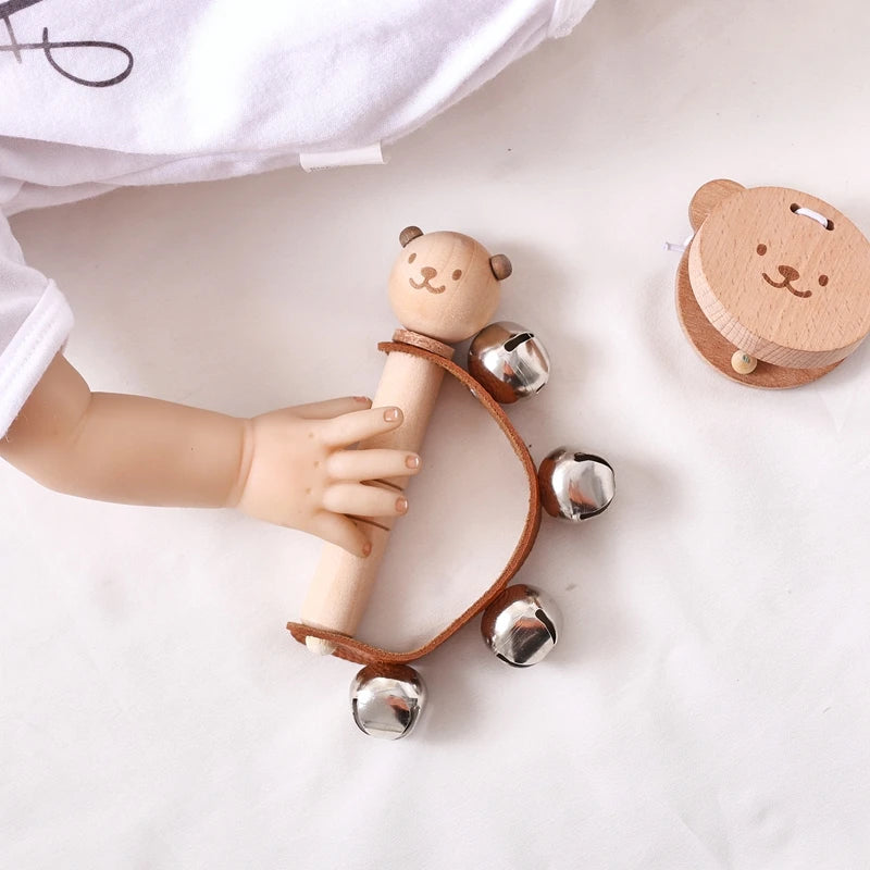 Baby Wooden Musical Instruments Montessori Toys Kids Bear Percussion Xylophone Rain Sound Pipe Music Shaker Early Education Toys