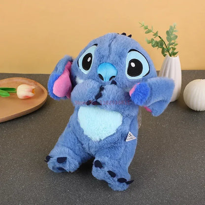 28cm Disney Stitch Angel Anime Plush Doll With Lighting Music Airbag Kawaii Appease Toy Baby To Soothe Sleep Peluche Kids Gift