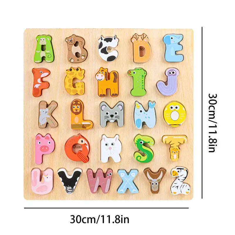 Learning Toys Alphabet Puzzle Wooden Animals Alphabet Puzzle For Toddlers ABC Puzzles Board Educational Toys For Kids Preschool