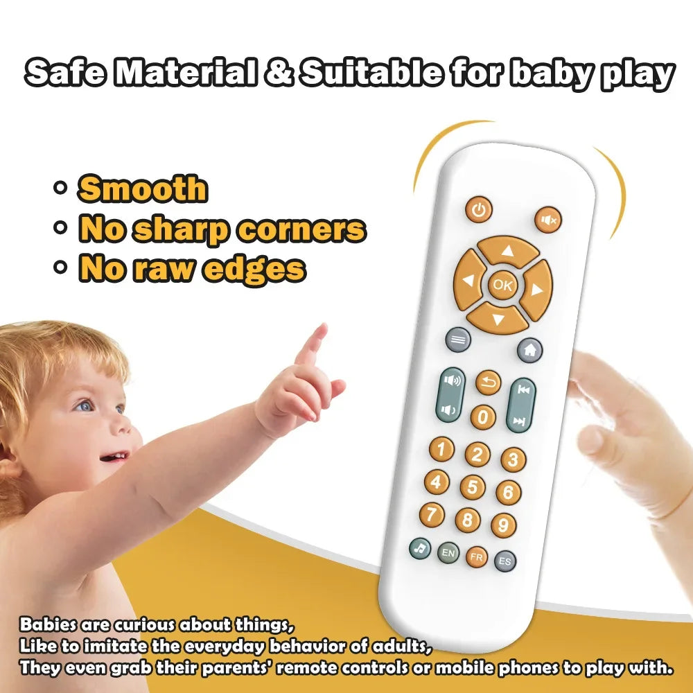 Infant Simulation TV Remote Control Toys with Music and Light Musical Baby Toy Sensory Remote Kid Baby Toys for 1 2 3 Year Old