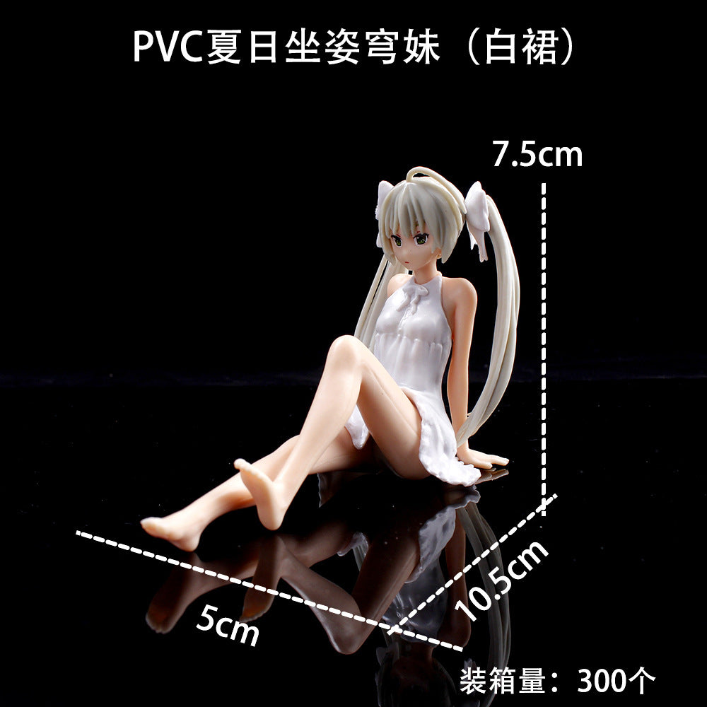 7.5cm Anime Yosuga No Sora Action Figure Kasugano Sora White Dress Sexy Girls Kasugano Dome Doll PVC Collectible Model Car Toy