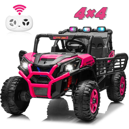 24V XL 2 Seater Ride on Toys Car for Girls, 2WD/4WD Switchable Off-Road UTV w/Long-Endurance Battery Power, 3-Speed Remote Contr