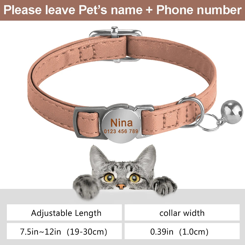 Personalized Engraved Leather Dog/Cat Collar