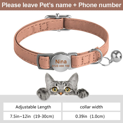 Personalized Engraved Leather Dog/Cat Collar