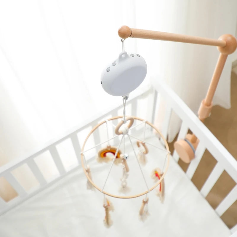 Baby Rattle Toys 0-12 Months White Rotary Mobile On The Bed Newborn Music Box Bed Bell Toy Holder Bracket Bluetooth/Remote Box