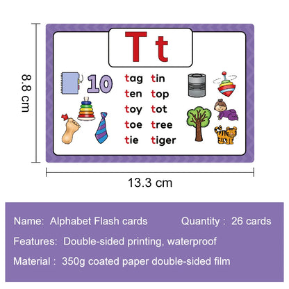 26 Alphabet Phonics CVC Words Learn Flash Cards abc letter with The Reasable Pen Writing Practice Educational Toys for Children