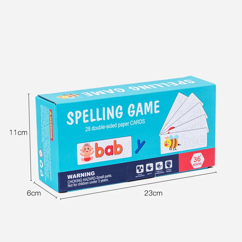 Spelling Word Puzzle Game Wooden 26 Letter English Alphabet Cards Kindergarten Teaching Aids Kids Montessori Education Toy