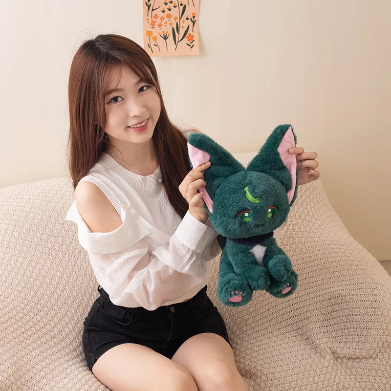 Game Genshin Black Cat Fluffy Impact Wanderer Pet Plush Toy Scaramouche Cat Cosplay Doll Soft Stuffed Pillow Christmas Gift