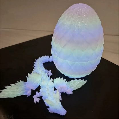 Glow In The Dark Flying Dragon Egg Luminous 3D Printed Dragon Rotatable Articulated Wing Dragons Home Office Ornaments Kids Gift