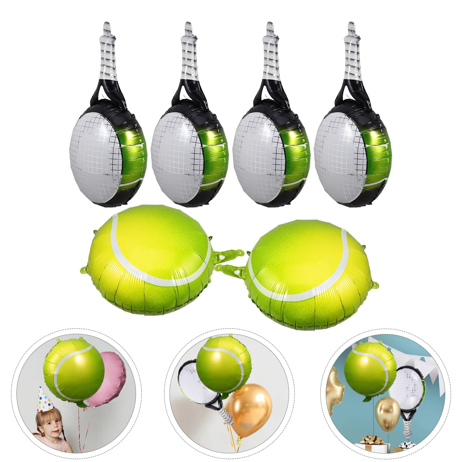 1 Set Tennis Racket and Tennis Ball Balloon for Sports Tennis Themed Birthday Party Supplies