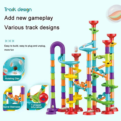 DIY Construction Marble Run Race Track Building Blocks Kids 3D Maze Ball Roll Toys Children Christmas Gift 45/93/113/142pcs Set