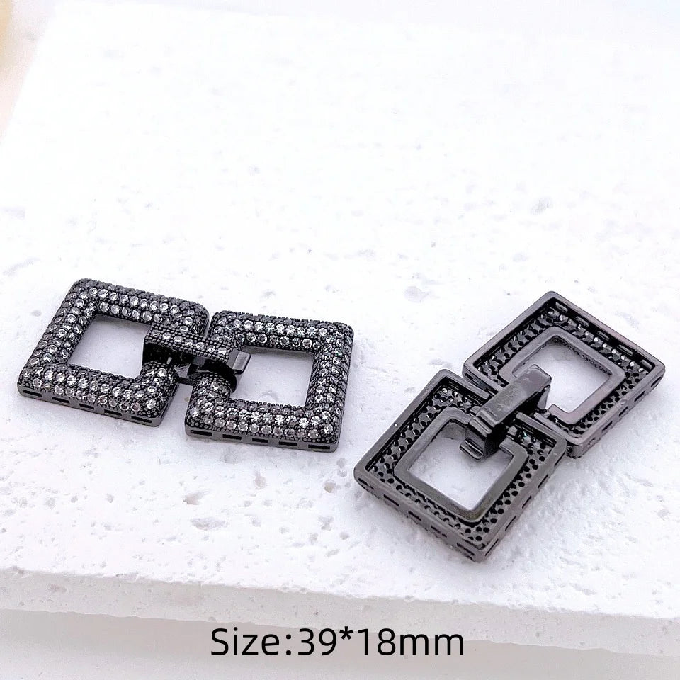 1 Pcs Wholesale Micro-set Square Necklace Bracelet Clasp Jewelry Accessories Full Zirconium Connecting Clasp DlY Accessories
