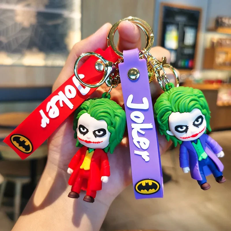 Anime Cartoon Marvel Batman Joker Image Doll Keychain Cute Halloween Series Key Ring Pendant Ornaments Jewelry Gifts for Friends