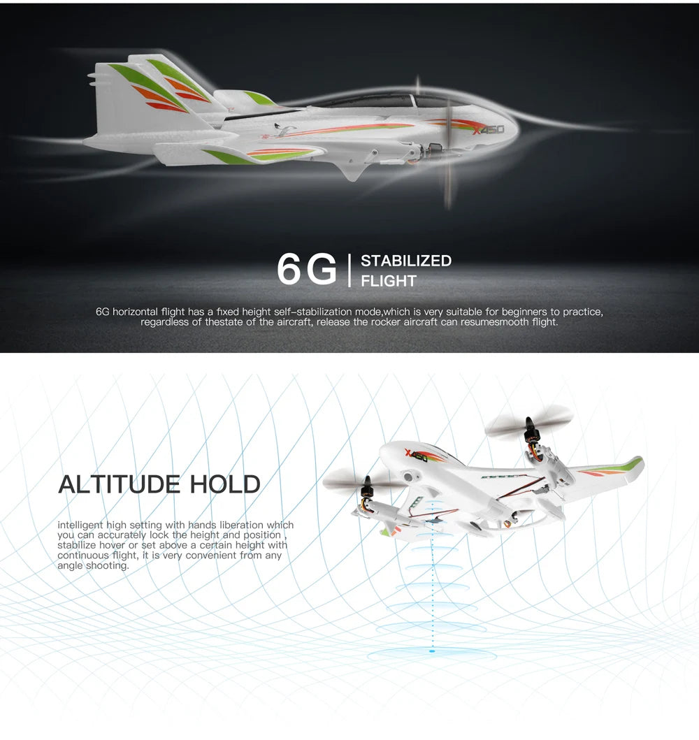 WLtoys XK X450 RC Airplane 6CH Brushless Plane 2.4G Radio Control Glider Fixed Wing Remote Control Aircraft 3D/6G RC Helicopters
